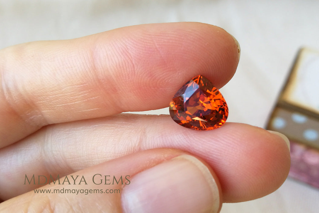 Vivid Orange Mandarin Spessartite Garnet Pear cut 4.26 ct