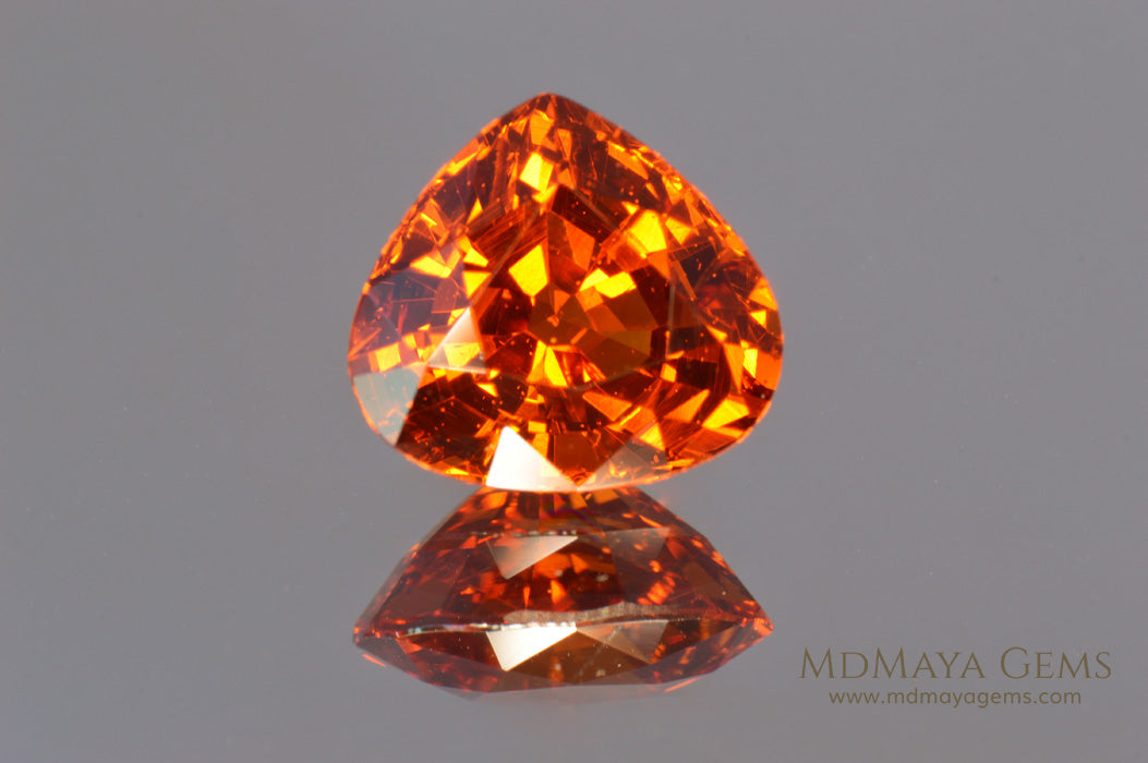 Vivid Orange Mandarin Spessartite Garnet Pear cut 4.26 ct