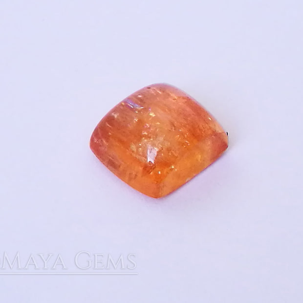 Natural Orange Imperial Topaz Gemstone Square Cabochon. 4.61 carat perfect for jewelry