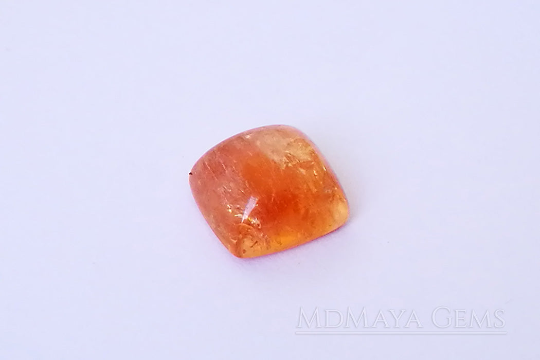 Natural Orange Imperial Topaz Gemstone Square Cabochon. 4.61 carat perfect for jewelry