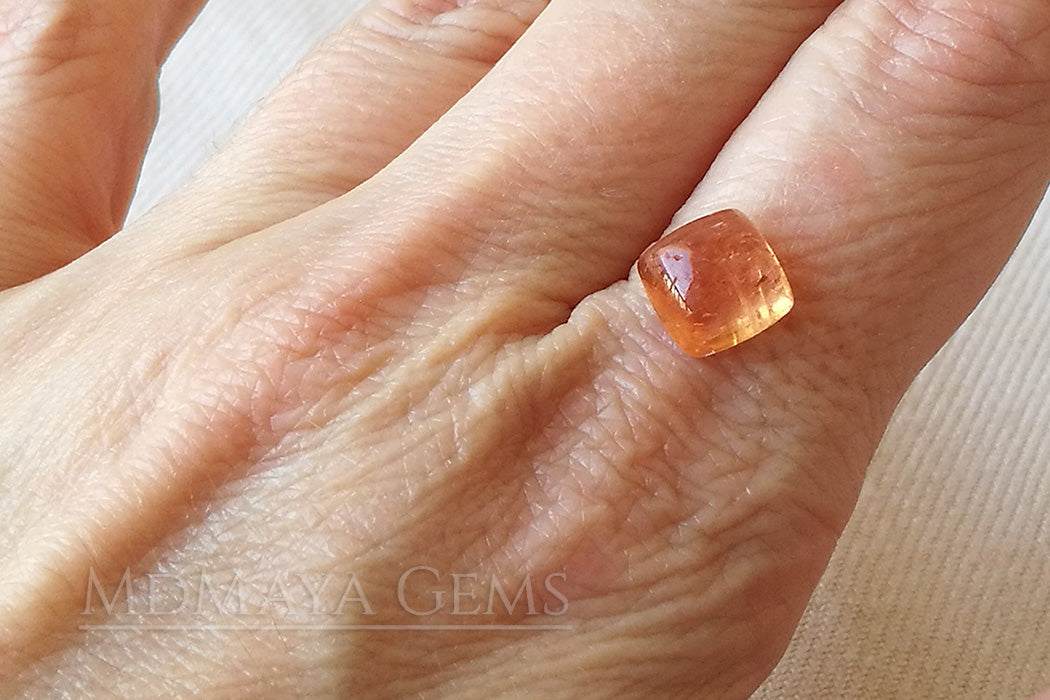 Natural Orange Imperial Topaz Gemstone Square Cabochon. 4.61 carat perfect for jewelry