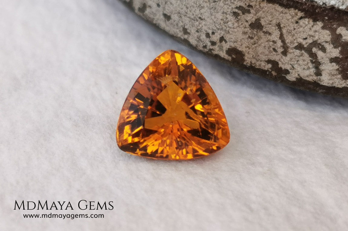 Natural Orange Tourmaline from Tanzania. 1.35 ct. Trillion cut. Rare gemstone with a beautiful honey color. It will look perfect in any piece of jewelry. 