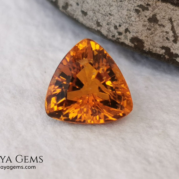 Natural Orange Tourmaline from Tanzania. 1.35 ct. Trillion cut. Rare gemstone with a beautiful honey color. It will look perfect in any piece of jewelry. 