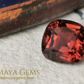 Reddish Orange Tourmaline for sale 1.77 ct cushion cut 7*7 mm MdMaya Gems