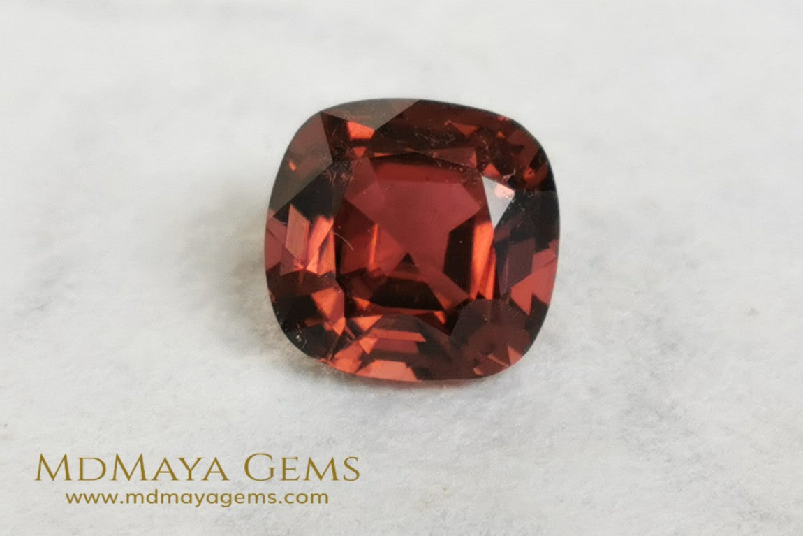 Reddish Orange Tourmaline for sale 1.77 ct cushion cut 7*7 mm MdMaya Gems