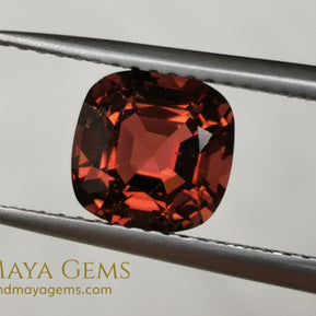 Reddish Orange Tourmaline for sale 1.77 ct cushion cut 7*7 mm MdMaya Gems