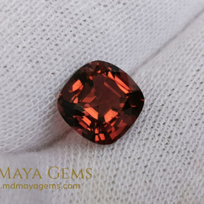 Reddish Orange Tourmaline for sale 1.77 ct cushion cut 7*7 mm MdMaya Gems