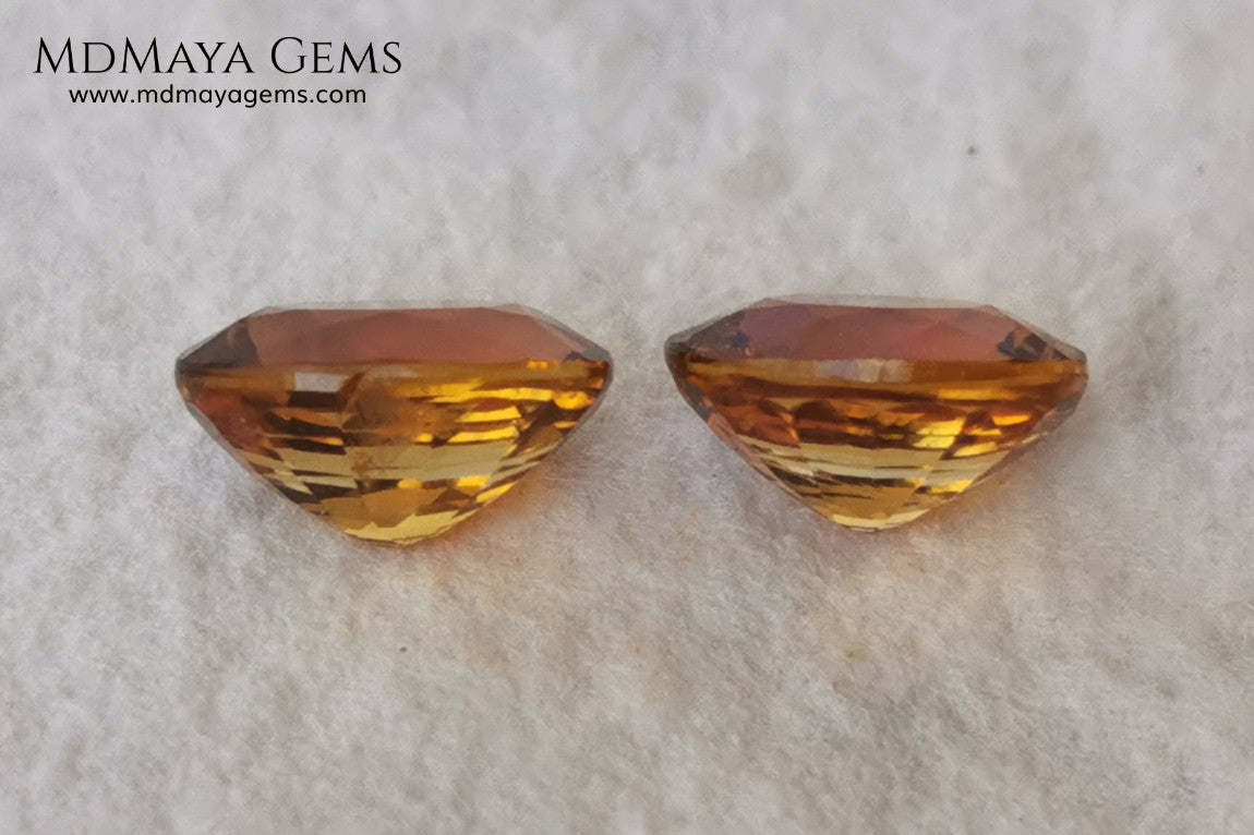 Orange Tourmaline Pair 1.46 ct. Oval Cut. Rare gemstones with a beautiful honey color. There are not many orange gems, although it is the favorite color of many people and these look impressive mounted in jewelry. Natural and untreated precious stones at an affordable price.