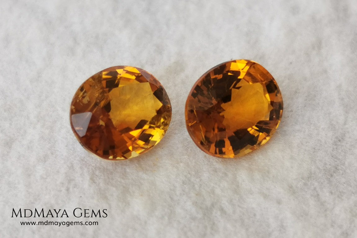 Orange Tourmaline Pair 1.46 ct. Oval Cut. Rare gemstones with a beautiful honey color. There are not many orange gems, although it is the favorite color of many people and these look impressive mounted in jewelry. Natural and untreated precious stones at an affordable price.