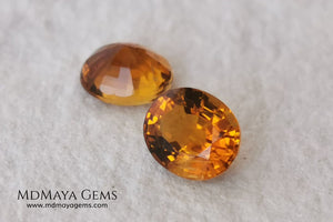 Orange Tourmaline Pair 1.46 ct. Oval Cut. Rare gemstones with a beautiful honey color. There are not many orange gems, although it is the favorite color of many people and these look impressive mounted in jewelry. Natural and untreated precious stones at an affordable price.