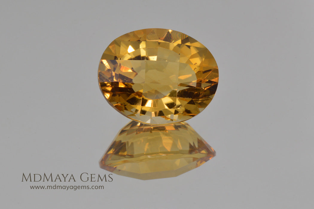 Magnificent Golden Yellow Citrine Checkerboard Oval Cut 6.82 ct