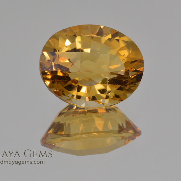 Magnificent Golden Yellow Citrine Checkerboard Oval Cut 6.82 ct
