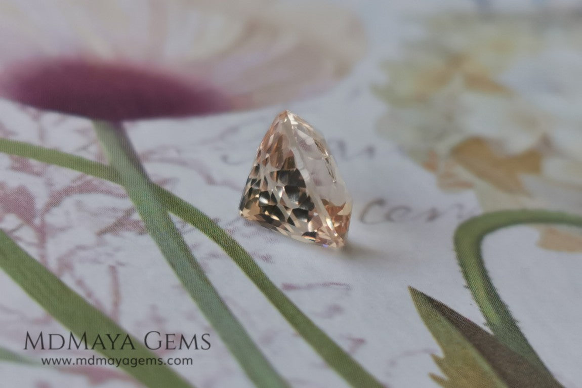 This Morganite has the salmon-to-peach color typical of untreated material. Oval 