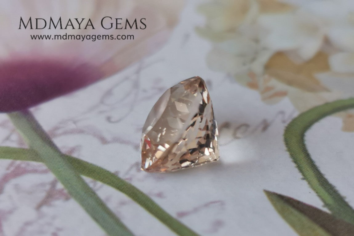 This Morganite has the salmon-to-peach color typical of untreated material. Oval 