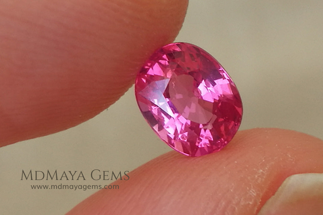  Neon Rich Pink Tanzanian Spinel Oval Cut 1.06 ct