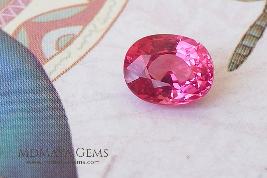  Neon Rich Pink Tanzanian Spinel Oval Cut 1.06 ct