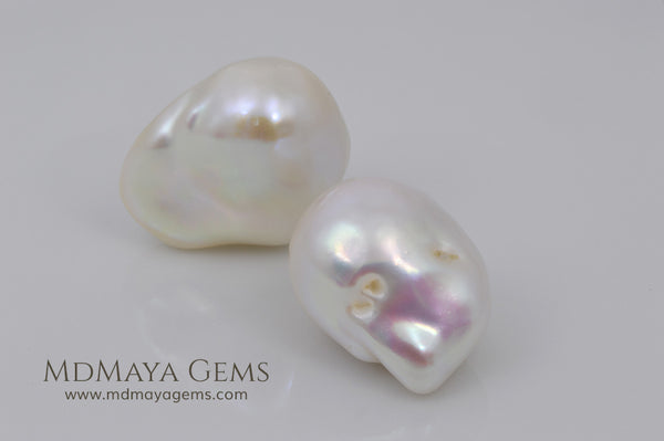 Chinese freshwater pearls baroque selling cream rosebud pairs 11mm, undrilled