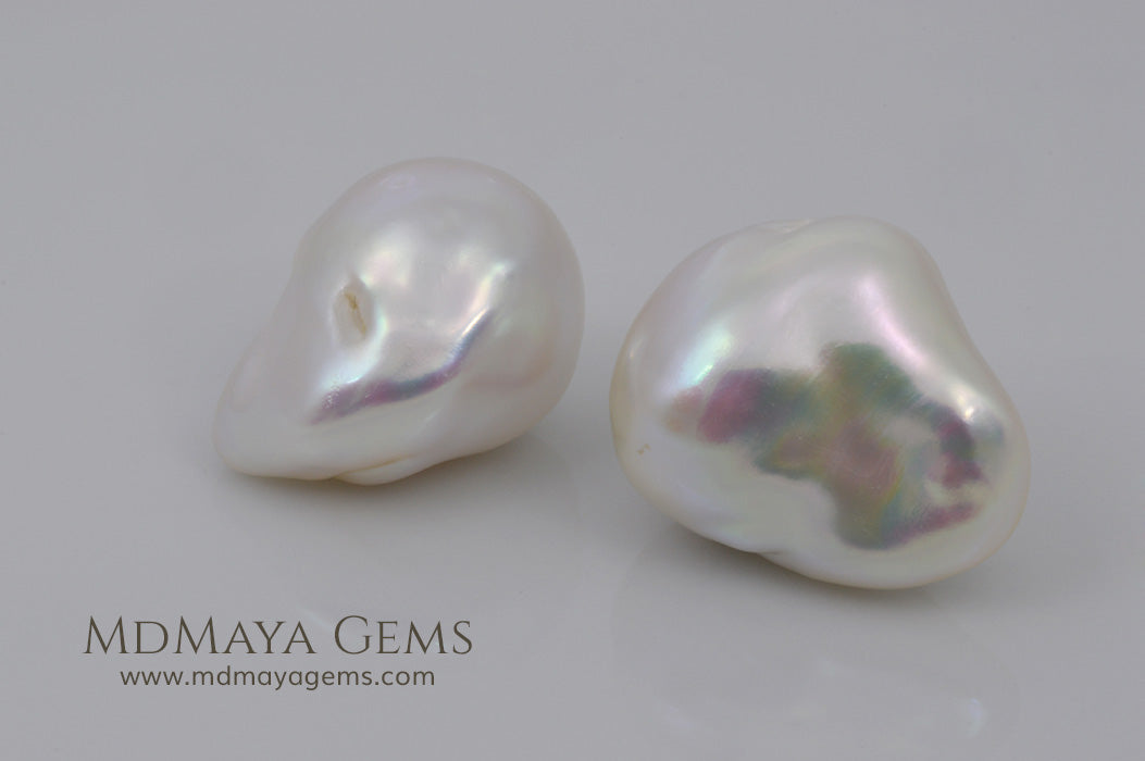 White Baroque Freshwater Pearls Pair 49.21