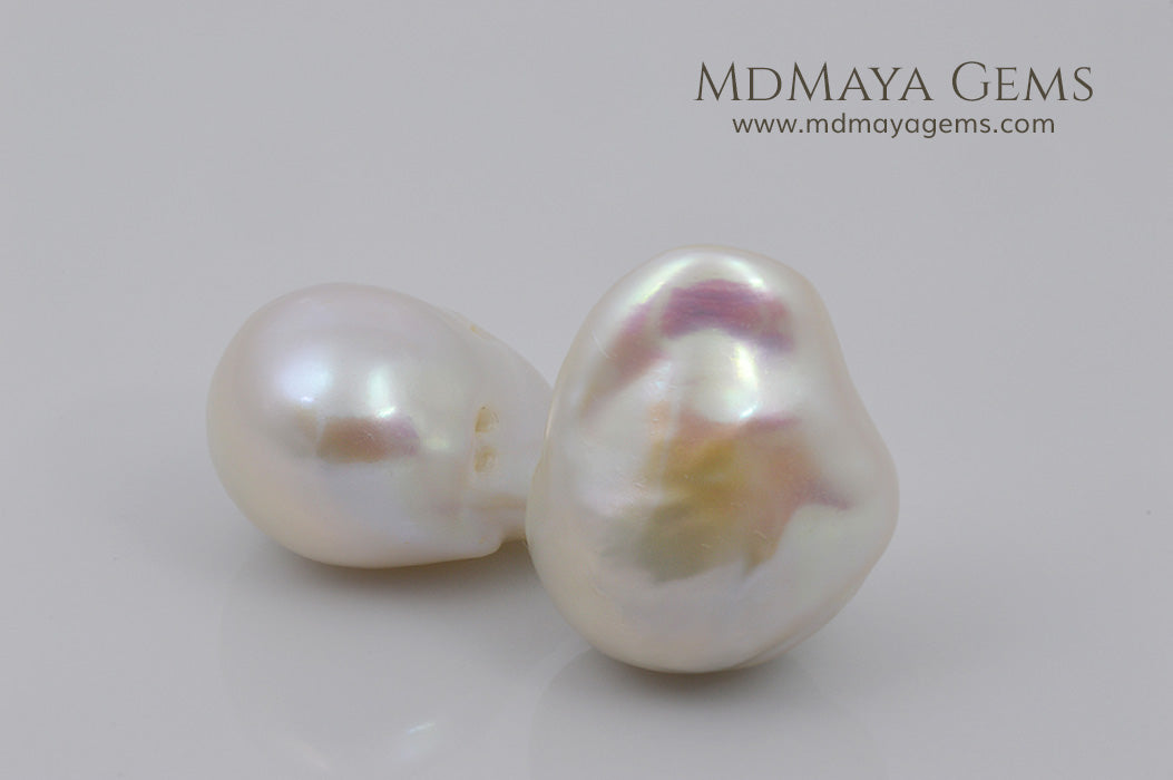 White Baroque Freshwater Pearls Pair 49.21