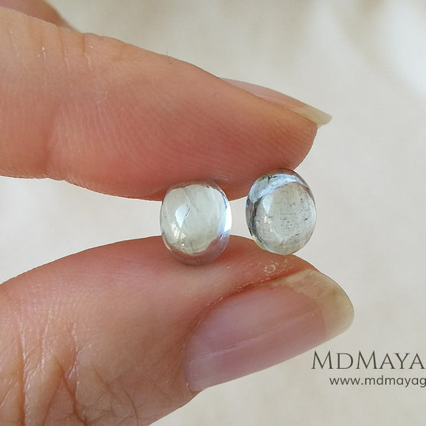 Pair Genuine Cabochon light blue Aquamarine 3.34 Ct