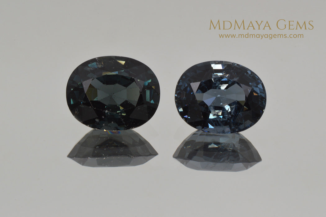 Beautiful Pair of Deep Blue Mogok Spinel Oval cut 6.34 ct total