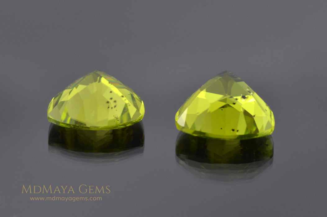 Genuine Green Peridot Gems Trillion Cut 6.50 ct pair
