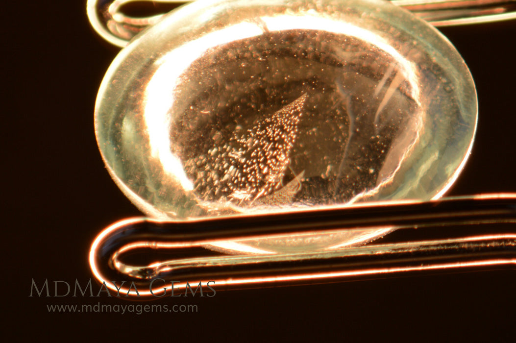 Pair Genuine Cabochon light blue Aquamarine 3.64 ct under microscope