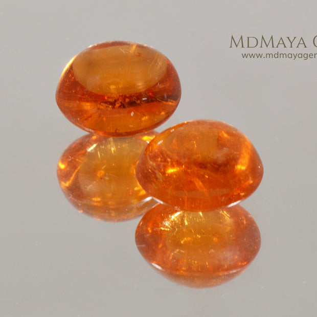 Pair Mandarin Spessartite Garnets Cabochon Cut 4.245 ct