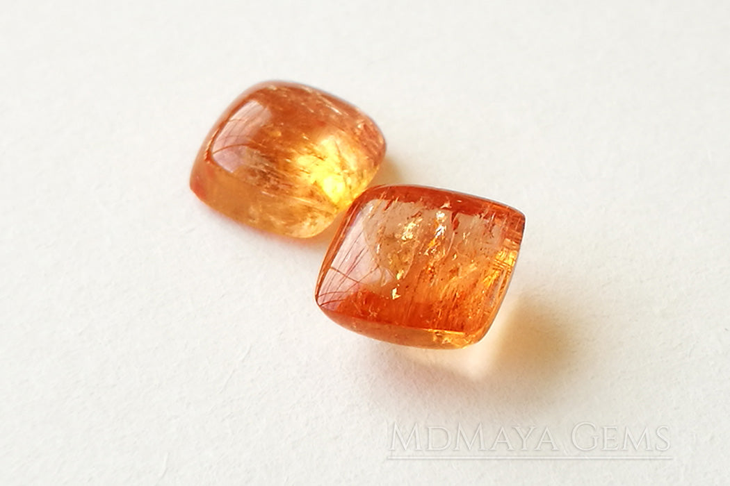 Genuine Orange Imperial Topaz Gemstones 5.26 ct Pair