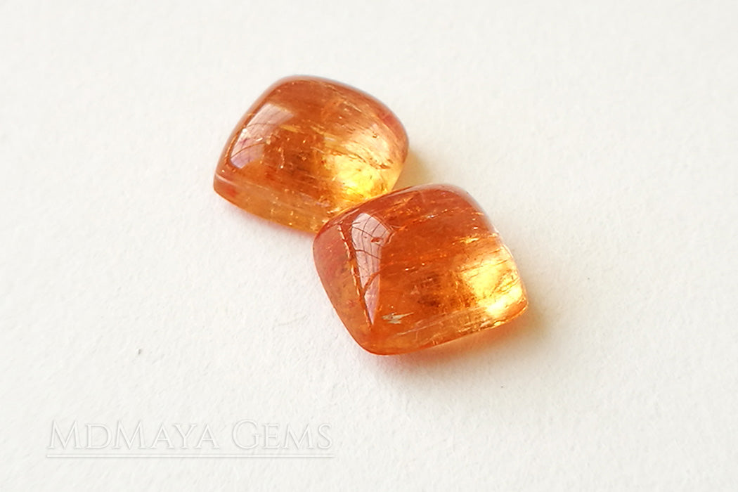 Genuine Orange Imperial Topaz Gemstones 5.26 ct Pair