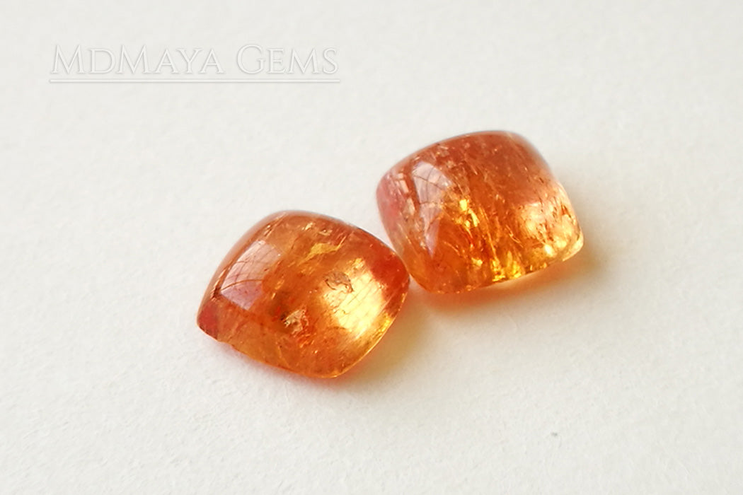 Genuine Orange Imperial Topaz Gemstones 5.26 ct Pair