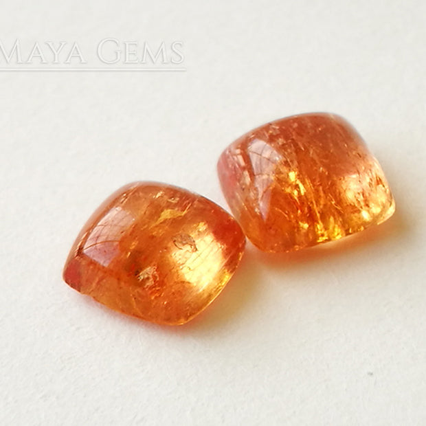 Genuine Orange Imperial Topaz Gemstones 5.26 ct Pair