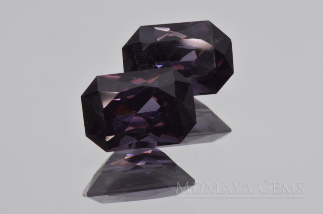 Pair Bluish Violet Spinel Gemstones for sale Octagon Cut 2.66 ct