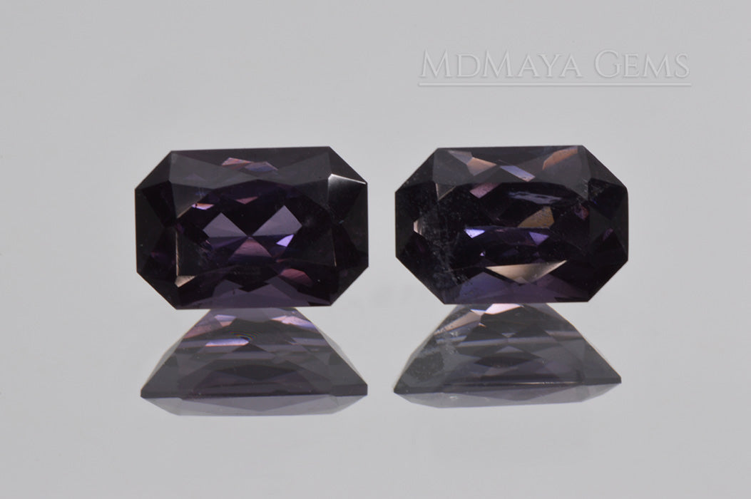 Pair Bluish Violet Spinel Gemstones for sale Octagon Cut 2.66 ct
