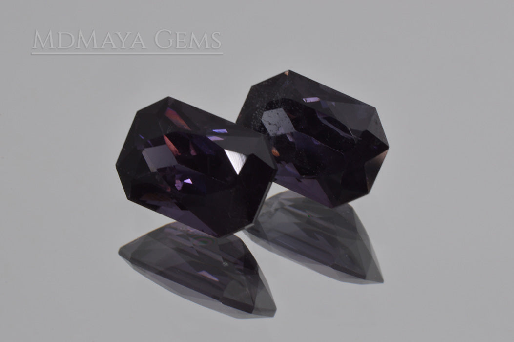 Pair Bluish Violet Spinel Gemstones for sale Octagon Cut 2.66 ct