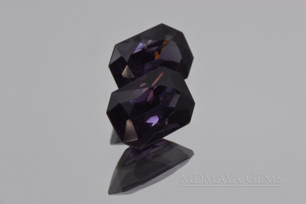 Pair Bluish Violet Spinel Gemstones for sale Octagon Cut 2.66 ct