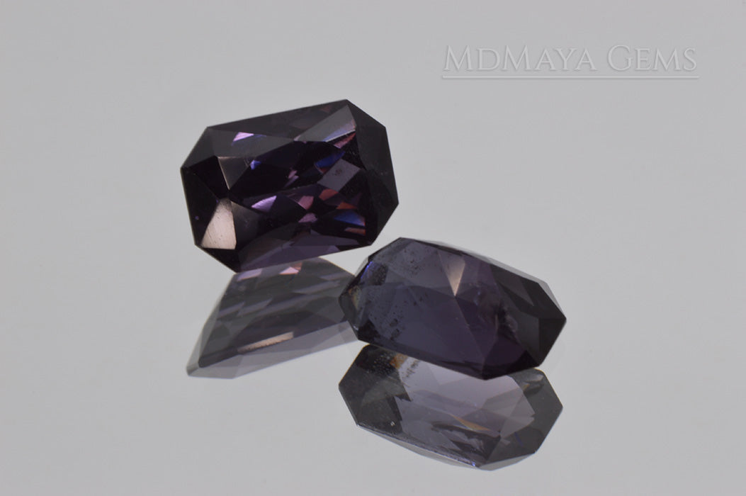 Pair Bluish Violet Spinel Gemstones for sale Octagon Cut 2.66 ct