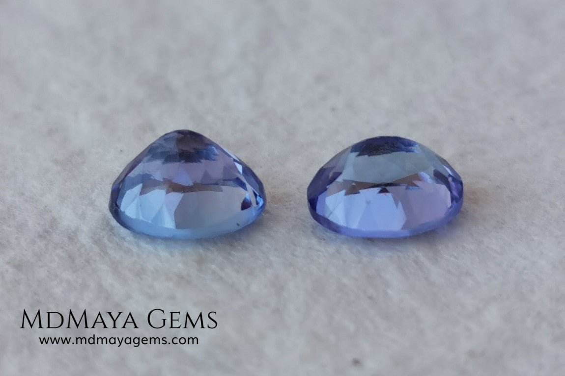 Perfect pair of tanzanites Oval cut 1.65 ct