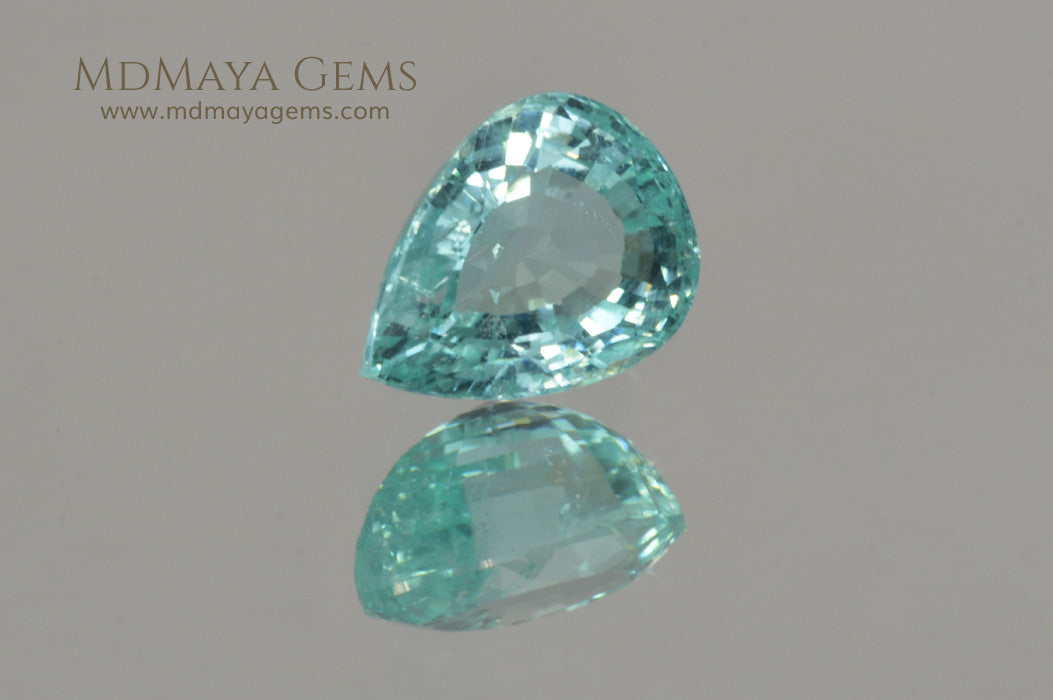 Finest Neon Greenish Blue Paraiba Pear Cut 2.21 ct 