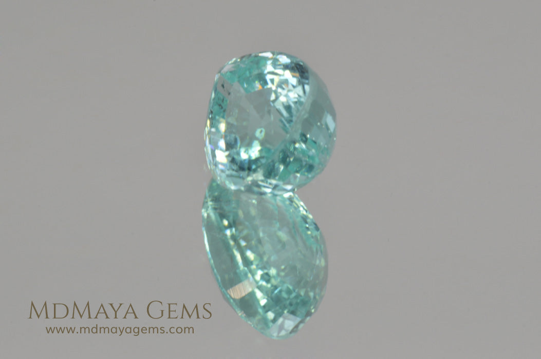 Finest Neon Greenish Blue Paraiba Pear Cut 2.21 ct