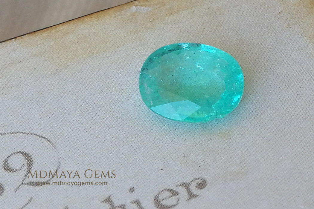 Neon Greenish Blue African Paraiba Tourmaline Oval Cut 2.43 ct under daylight
