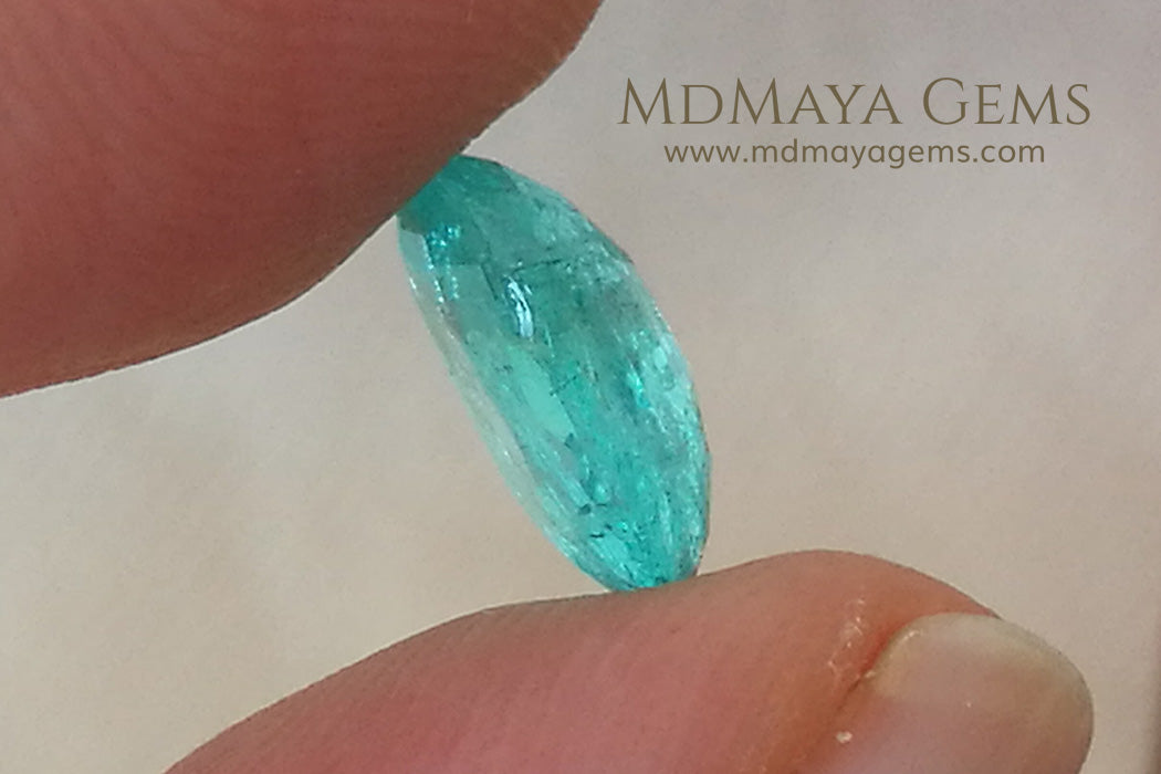 Neon Greenish Blue African Paraiba Tourmaline Oval Cut 2.43 ct under daylight
