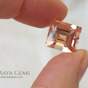 Natural Large Peach Morganite Rectangle cut 7.50 ct under daylight