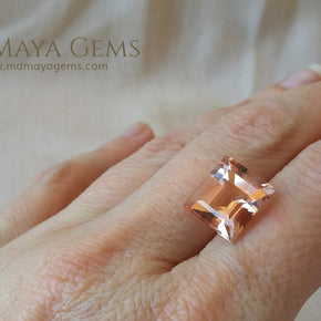 Natural Large Peach Morganite Rectangle cut 7.50 ct under daylight