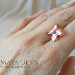 Natural Large Peach Morganite Rectangle cut 7.50 ct under daylight