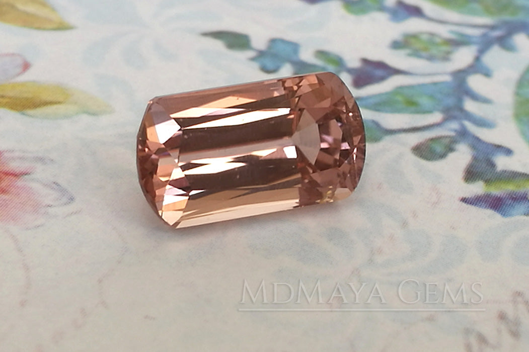 Rich and Beautiful Natural Peach Pink Tourmaline from Mozambique. Fancy Cut. 3.27 ct