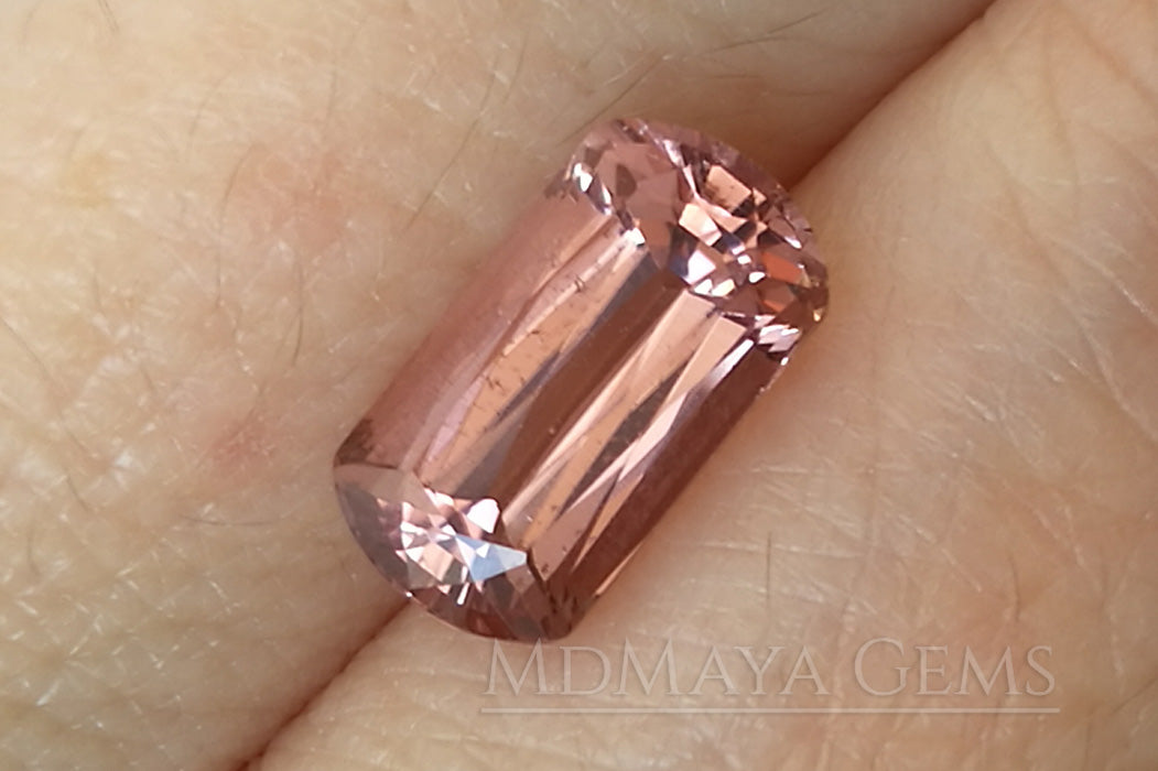 Rich and Beautiful Natural Peach Pink Tourmaline from Mozambique. Fancy Cut. 3.27 ct