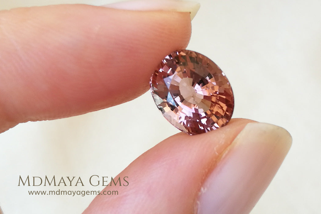 Natural Peach Pink Tourmaline Gemstone Oval Cut 4.40 ct