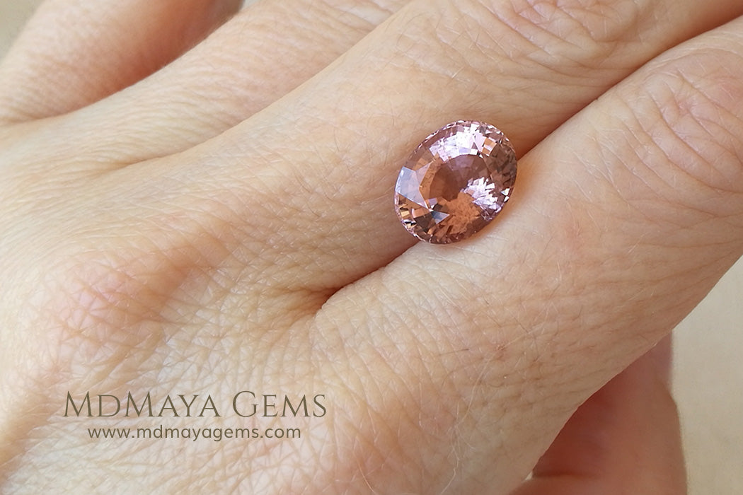 Natural Peach Pink Tourmaline Gemstone Oval Cut 4.40 ct