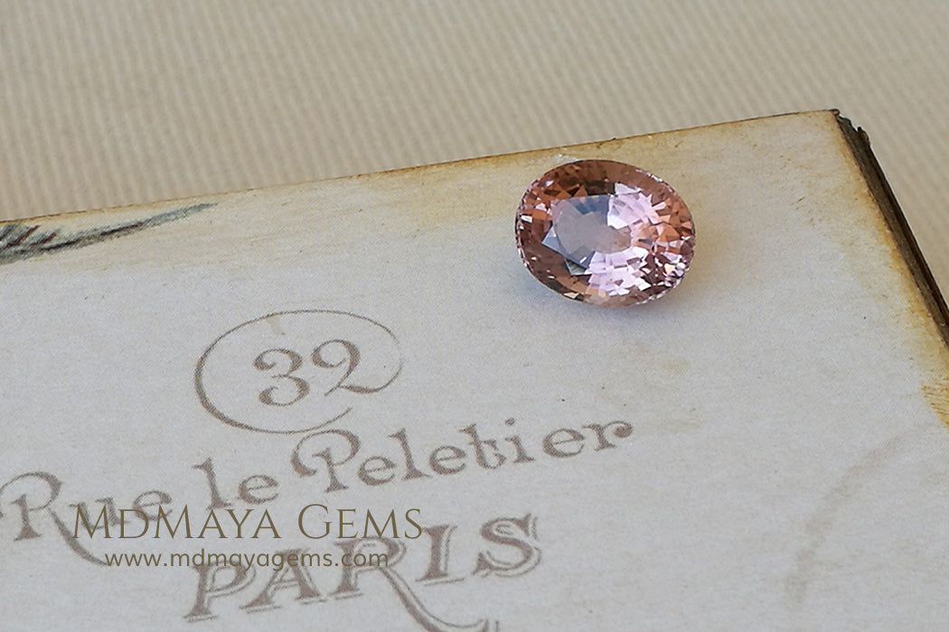 Natural Peach Pink Tourmaline Gemstone Oval Cut 4.40 ct